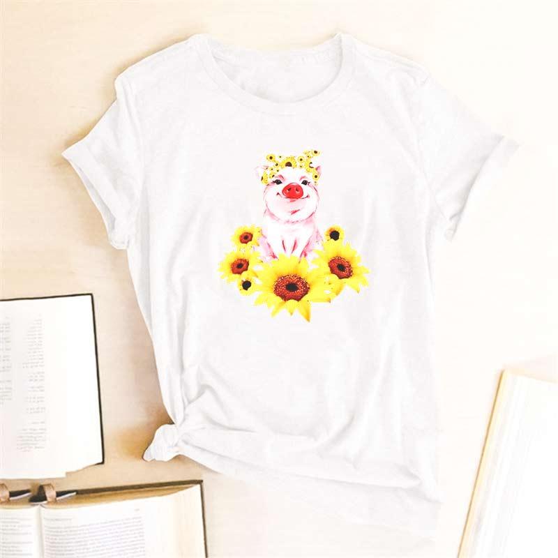 T-shirt le cochon et son tournesol - Le Petit Fermier