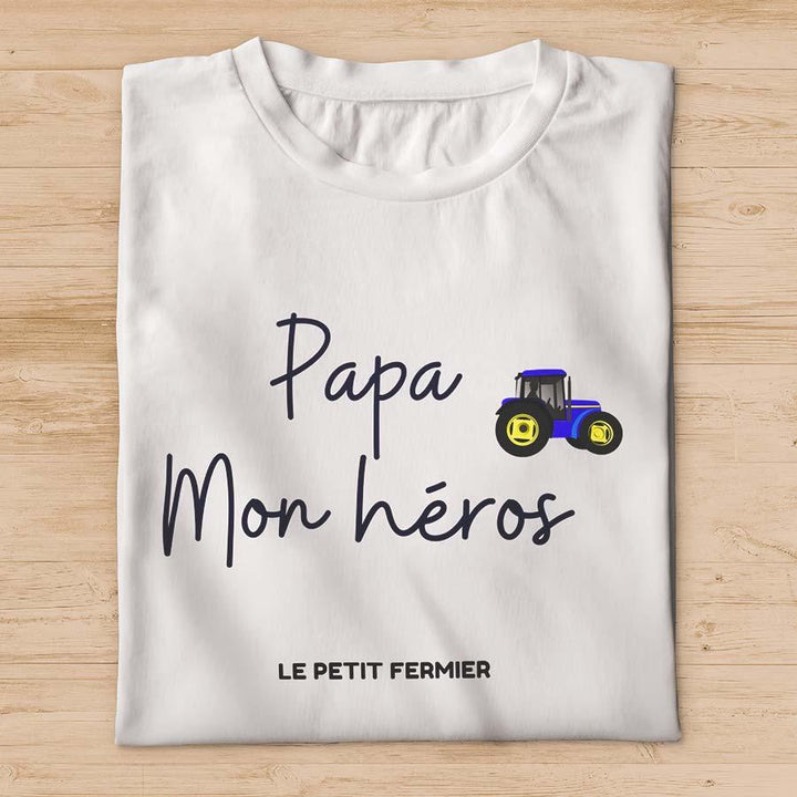 T-shirt papa mon héros - Le Petit Fermier