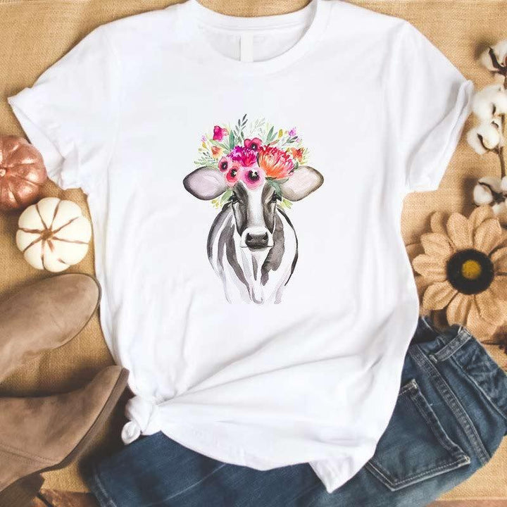 T-shirt vache laitière avec sa couronne de fleurs - Le Petit Fermier