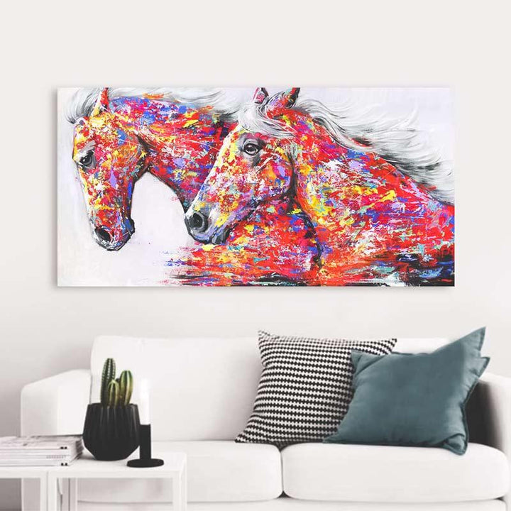 Tableau mural cheval peinture à huile - Le Petit Fermier