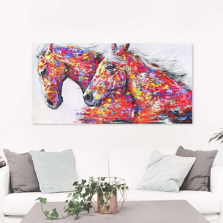 Tableau mural cheval peinture à huile - Le Petit Fermier