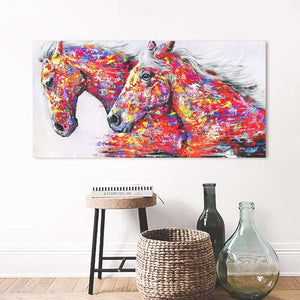 Tableau mural cheval peinture à huile - Le Petit Fermier