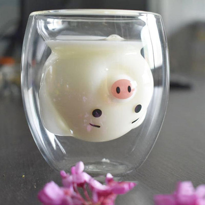 Tasse à café cochon en verre - Le Petit Fermier