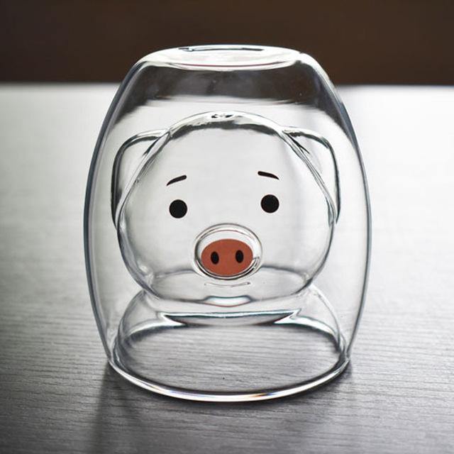 Tasse à café cochon en verre - Le Petit Fermier